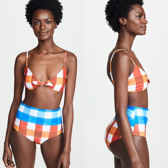 MARA HOFFMAN Multicolor Plaid Bikini Top Bottom - Picture 2 of 7